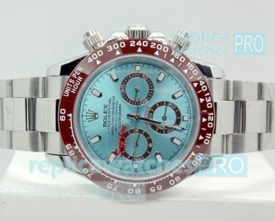 Replica Rolex Daytona Ice Blue Dial Brown Ceramic Bezel SS Case Watch 